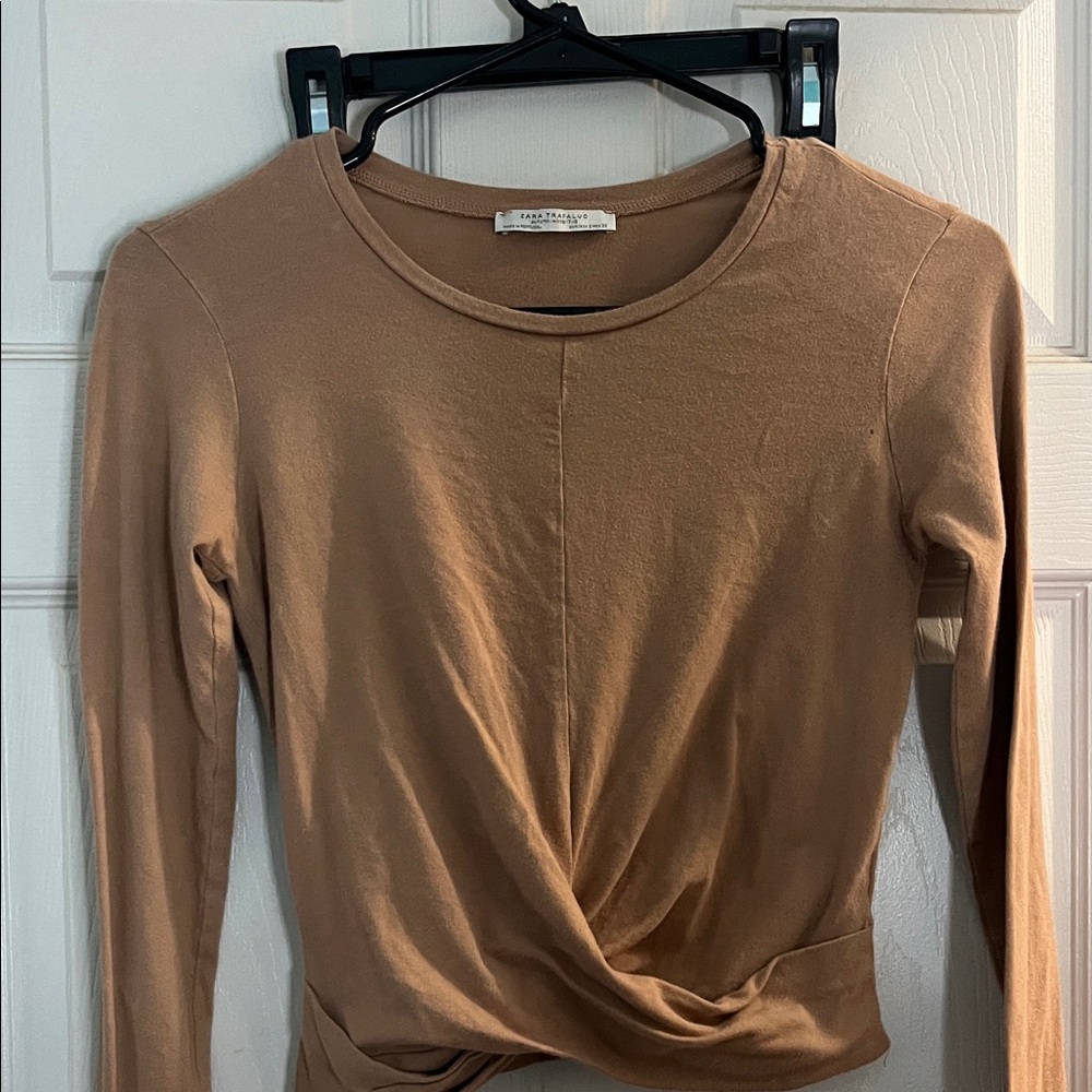 Zara Camel Long Sleeve Women's Blouse